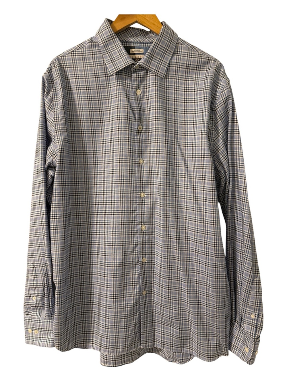 Joseph Abboud Non-Iron Blue Plaid Dress Shirt XLT Tall 100% Cotton